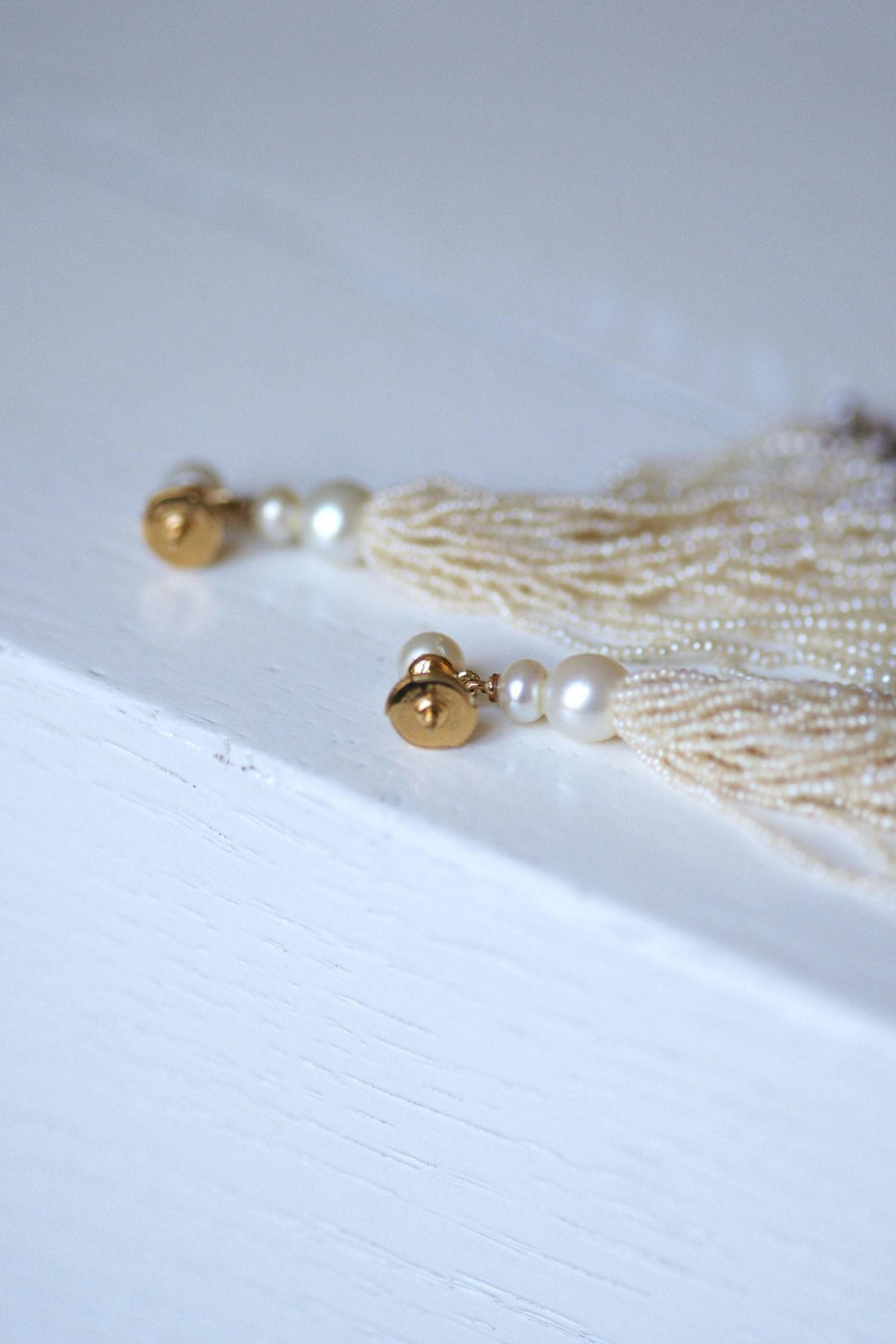 Boucles d'oreilles pompons perles fines et de culture sur or - Galerie Pénélope