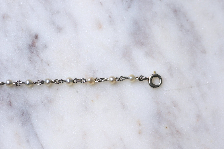 Bracelet Art Deco platine et perles fine, Circa 1920 - Galerie Pénélope