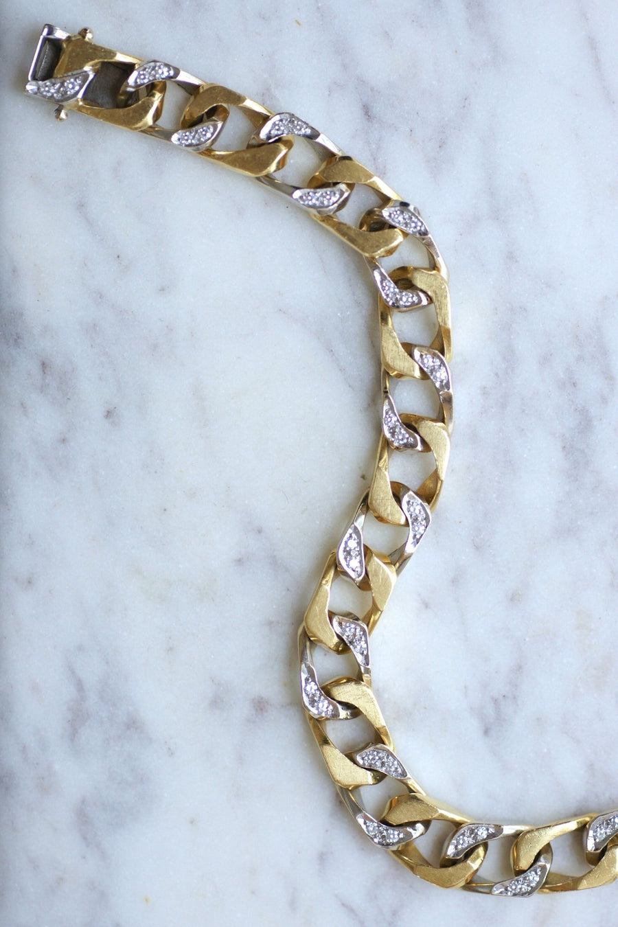Bracelet gourmette diamants deux ors - Galerie Pénélope