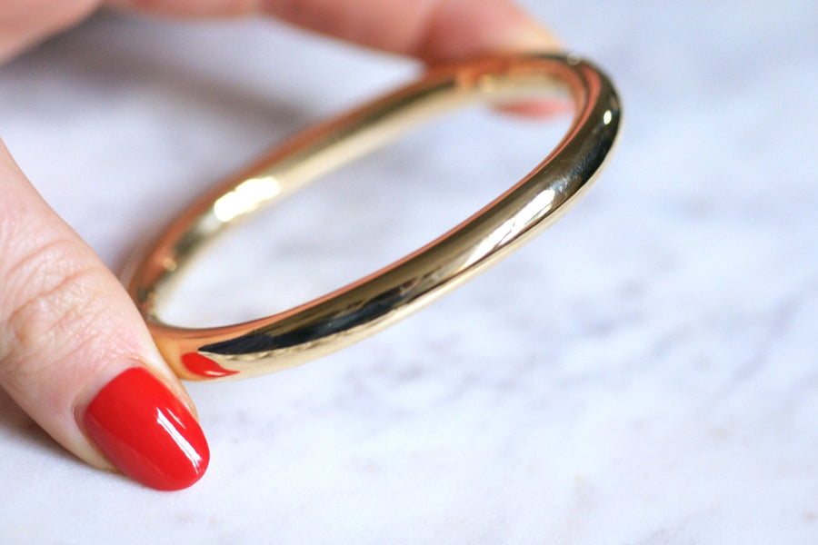 Bracelet jonc fil rond 7 mm or jaune 18Kt vintage - Galerie Pénélope