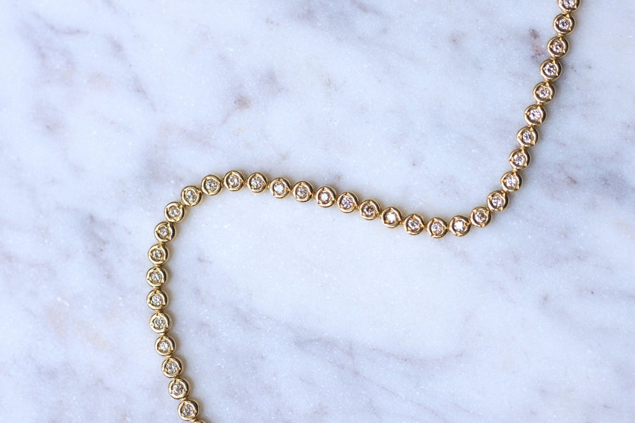 Bracelet ligne vintage en or jaune et diamants, 1.10Cts - Galerie Pénélope