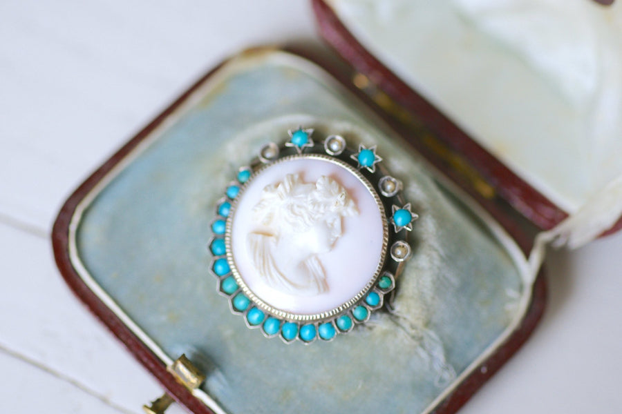 Broche pendentif camée or jaune vintage - Broches Broche pendentif camée or jaune vintage - Broches