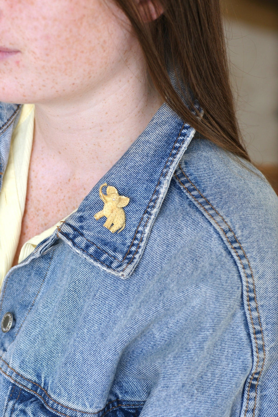 Broche éléphant vintage or amati - Galerie Pénélope