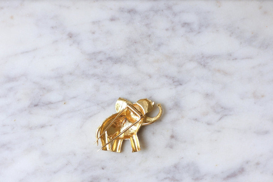 Broche éléphant vintage or amati - Galerie Pénélope