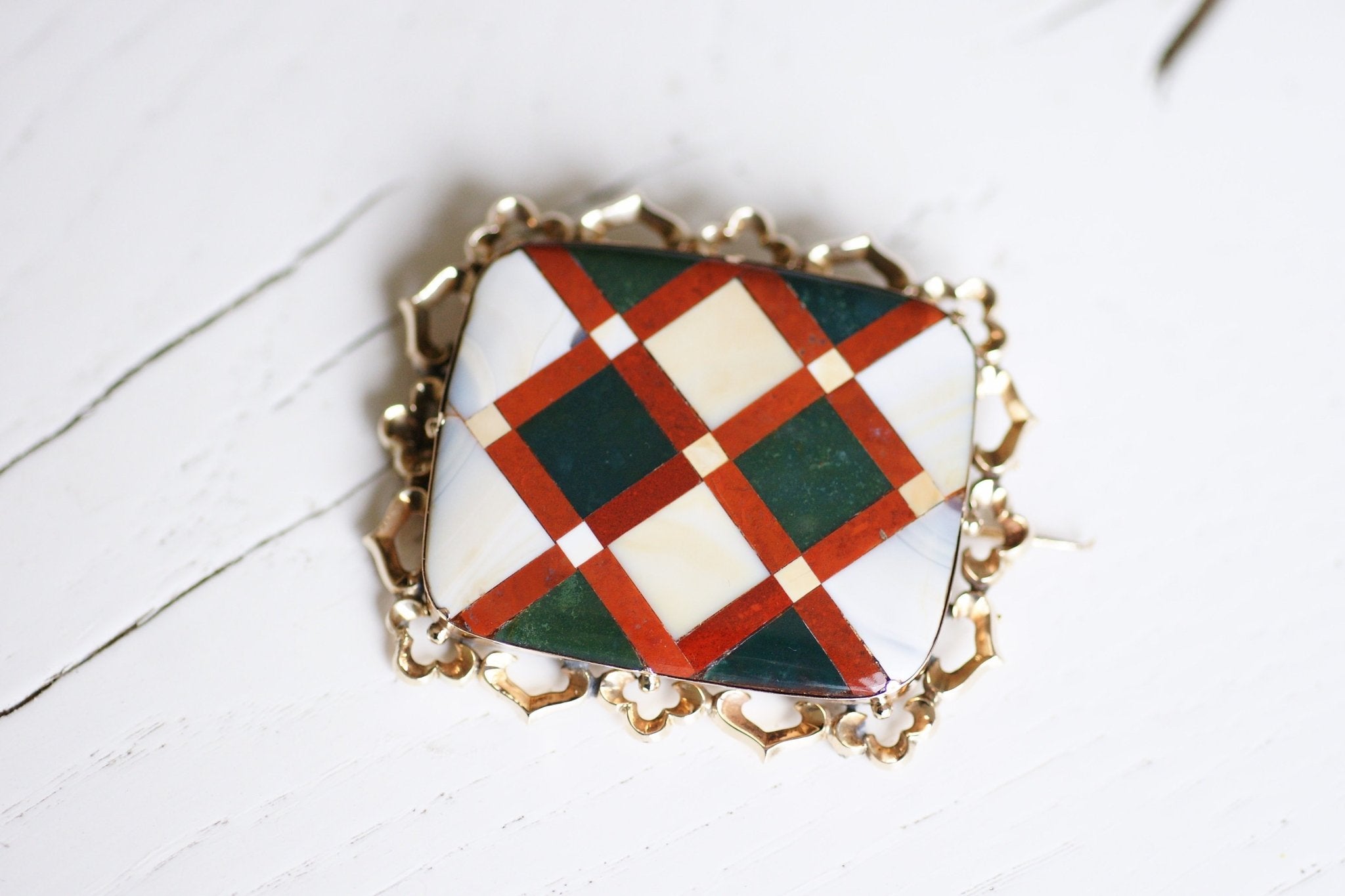 Broche Ancienne Micro Mosaïque - Vintage Française, Occasion