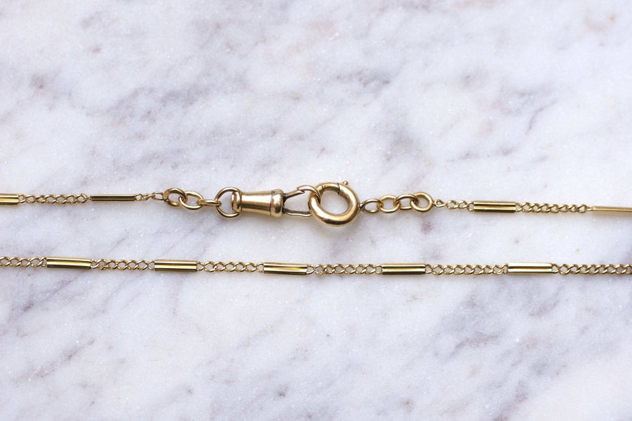 Chaîne de montre ancienne maille baton en or jaune - Galerie Pénélope
