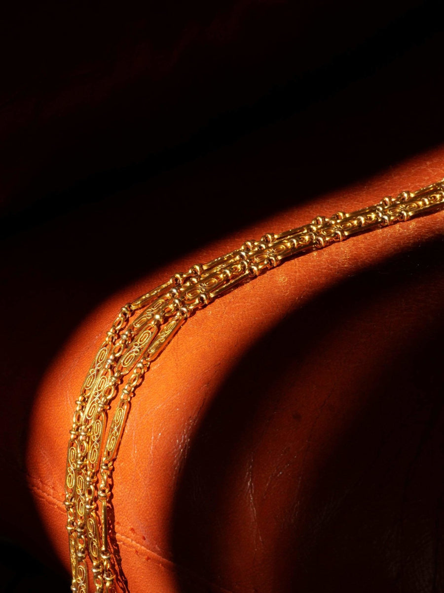 Chaîne de montre ancienne, sautoir en or - Galerie Pénélope