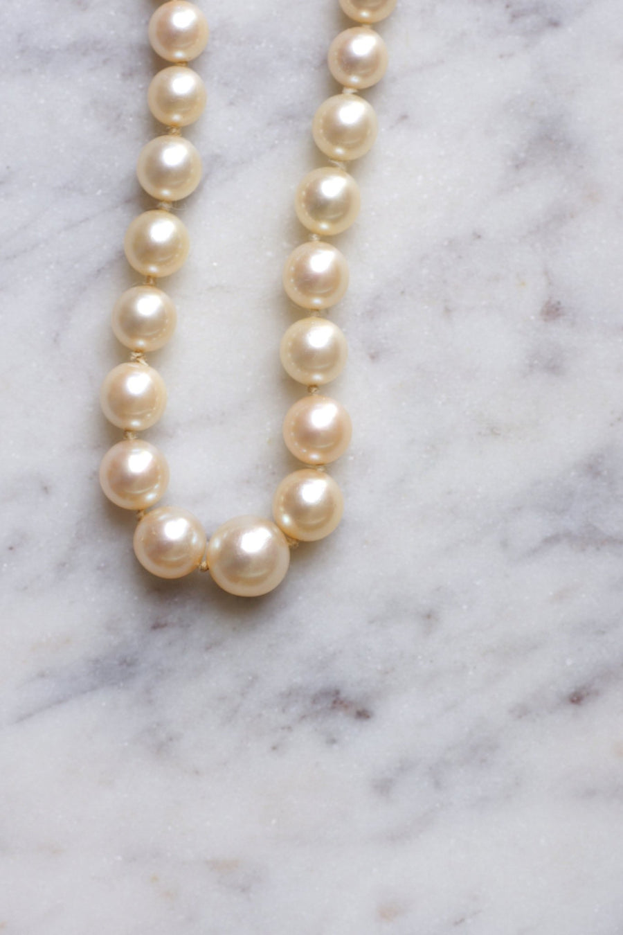 Collier perles vintage, fermoir diamants - Galerie Pénélope