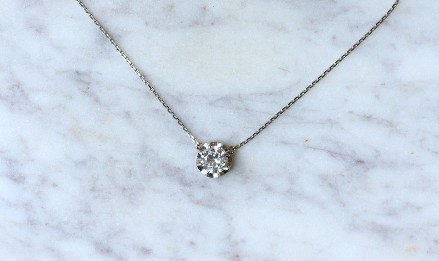 Collier solitaire diamant 1.24 Cts - Galerie Pénélope