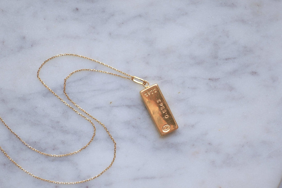 Collier Vintage pendentif lingot or jaune - Galerie Pénélope