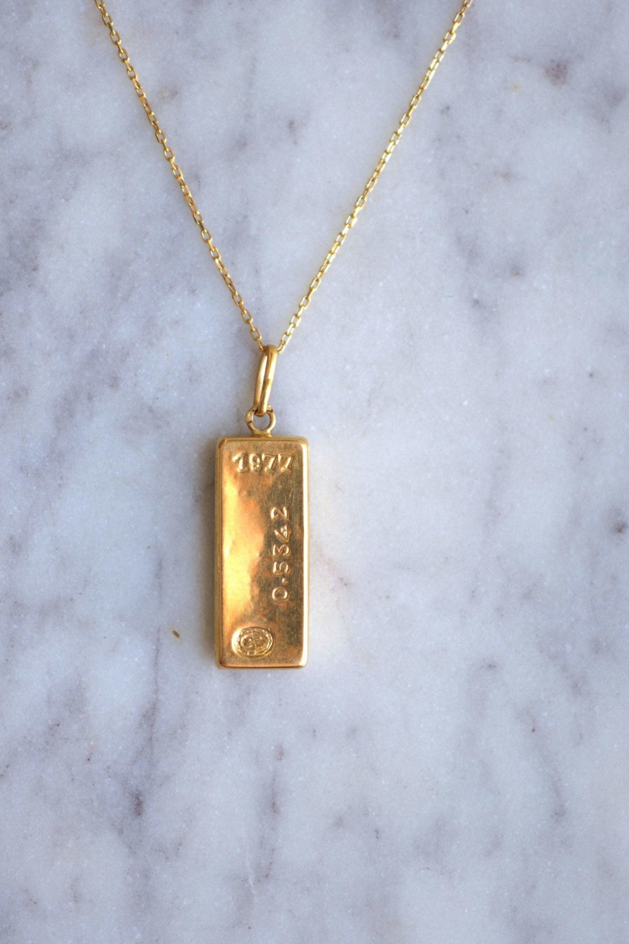 Collier Vintage pendentif lingot or jaune Galerie Pénélope