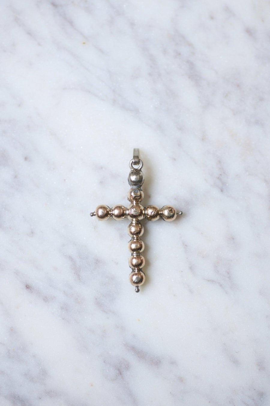 Croix ancienne en argent, vermeil, et strass, XVIIIe Siècle - Galerie Pénélope