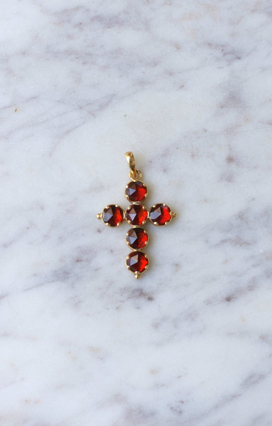 Croix ancienne Or et Grenat de Perpignan - Galerie Pénélope
