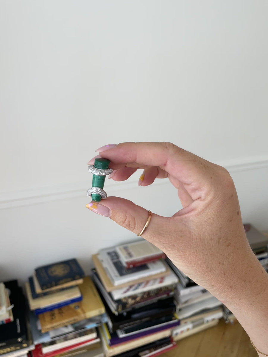 Bague Cocktail Gucci, malachite et diamants sur or blanc