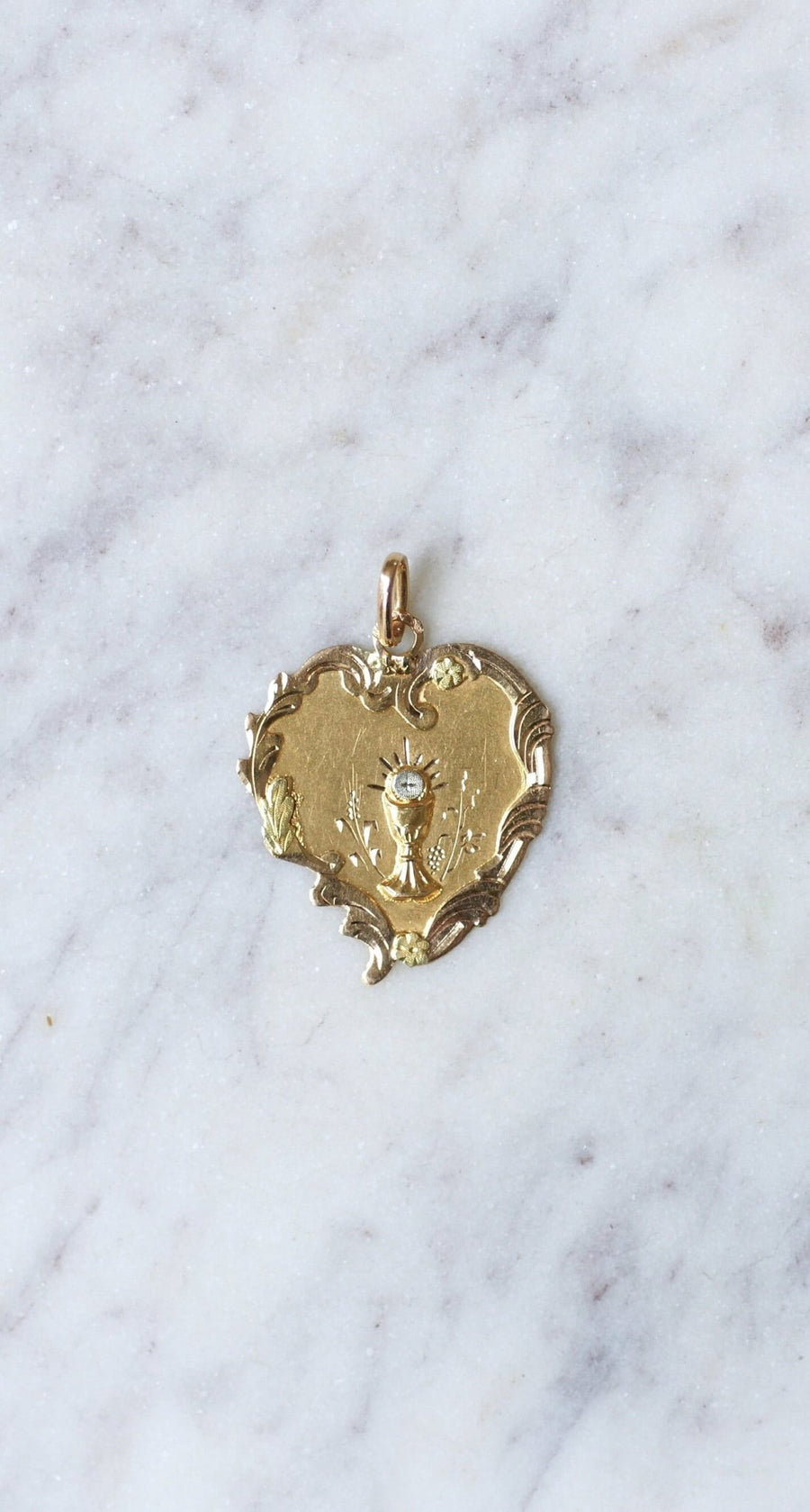 Médaille calice et coeur trois ors - Galerie Pénélope