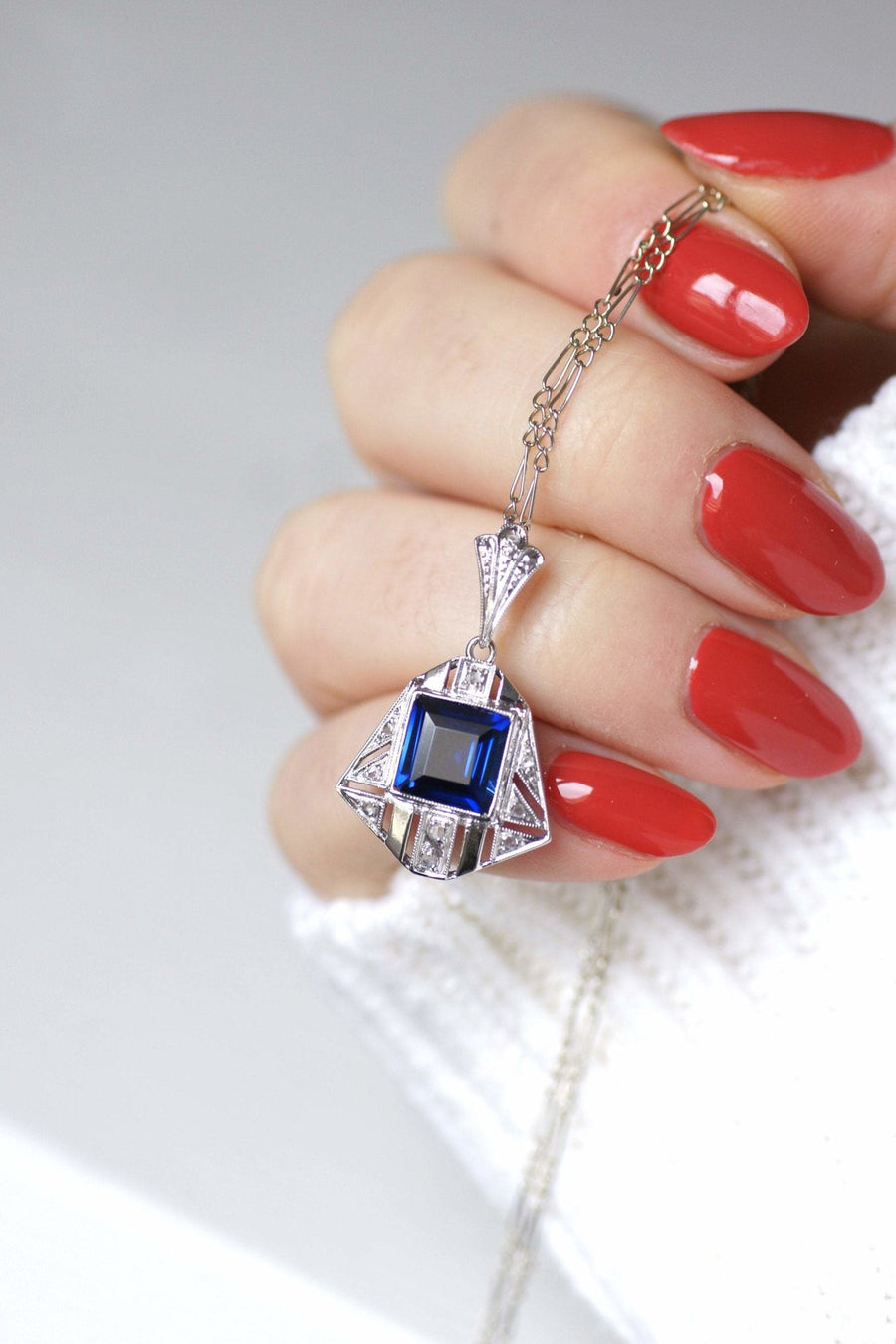 Pendentif Ancien Style Art Deco Argent Poincon 835 Pierre Bleue Pendentif Ancien Style Art Deco Argent Poincon 835 Pierre Bleue