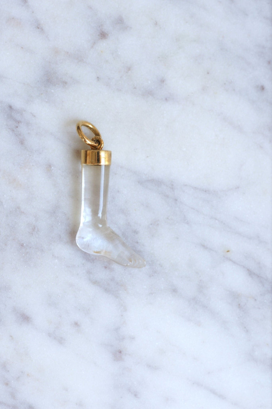 Pendentif vintage pied cristal de roche sur or - Galerie Pénélope