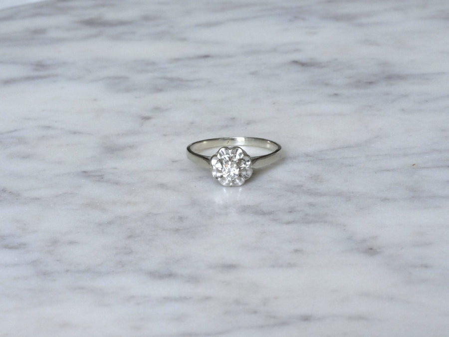 Solitaire en or blanc et diamant - Galerie Pénélope